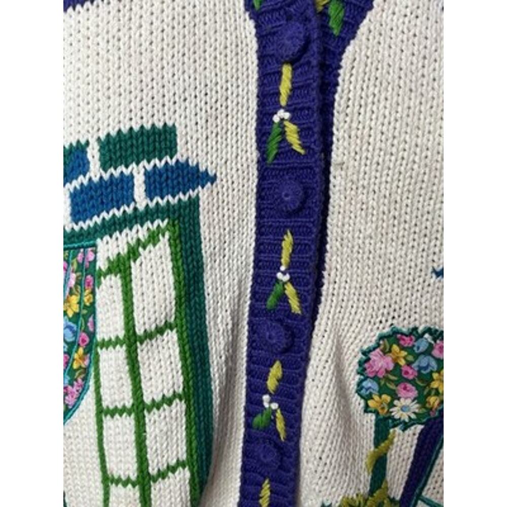 CST Studio Knit Sweater Vest Size 2x Floral Window Box Graphics Ramie Blend - Picture 5 of 14